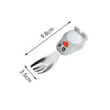 Set diversificare bebelusi Vivimall, din silicon, 23.5 x 12.5 cm, 1 farfurie compartimentata in forma de pinguin, lingurita si furculita, pai, perie pai, fara alergeni, ventuza fixare,  forma creativa,  gri - vivimall.ro