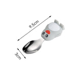 Set diversificare bebelusi Vivimall, din silicon, 23.5 x 12.5 cm, 1 farfurie compartimentata in forma de pinguin, lingurita si furculita, pai, perie pai, fara alergeni, ventuza fixare,  forma creativa,  gri - vivimall.ro