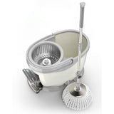 Set Găleată Cu Pedală, Și Mop Rotativ 360, Cu Acțiune Centrifugă, X4, Pentru Uz Casnic, Mâner Din Oțel Inoxidabil Telescopic, 2 Capete Din Bumbac, 46x30x28 cm, Alb-Ivoriu - vivimall.ro