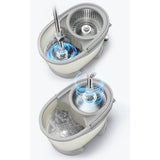 Set Galeata cu Pedala si Mop Rotativ 360°, Vivimall, Cu Actiune Centrifuga x4, Pentru Uz Casnic, Maner din Otel Inoxidabil Telescopic, 2 Capte din Bumbac, 46x30x28 cm, Alb Ivoir - vivimall.ro