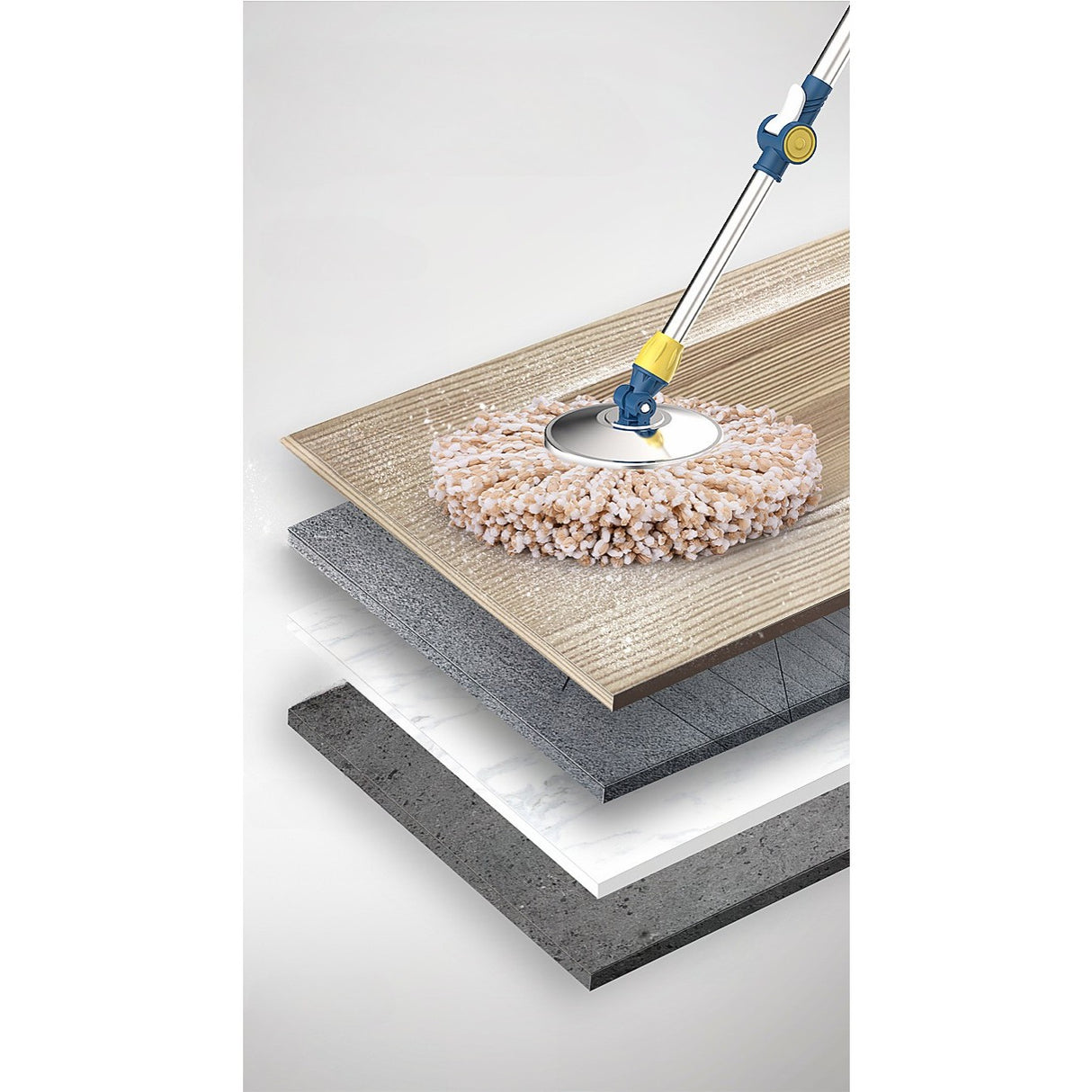 Set Galeata si Mop Rotativ 360°, Vivimall, Cu Dubla Actiune Centrifuga, Pentru Uz Casnic, Maner din Otel Inoxidabil Telescopic, 2 Capte din Bumbac, 46x27x29 cm, Roz - vivimall.ro