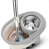 Set Galeata Si Mop Rotativ 360°, Cu Dubla Actiune Centrifuga, Pentru Uz Casnic, Maner Din Otel Inoxidabil Telescopic, 2 Capte Din Bumbac, Resigilat - vivimall.ro