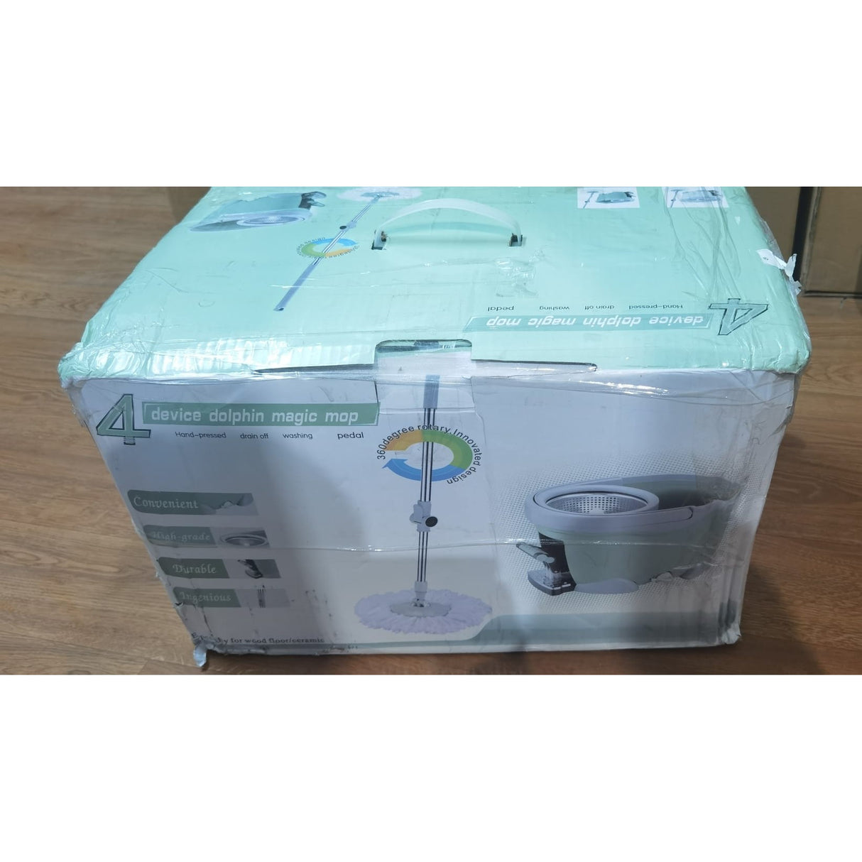 Set Galeata Si Mop Rotativ 360°, Cu Dubla Actiune Centrifuga, Pentru Uz Casnic, Maner Din Otel Inoxidabil Telescopic, 2 Capte Din Bumbac, Resigilat - vivimall.ro