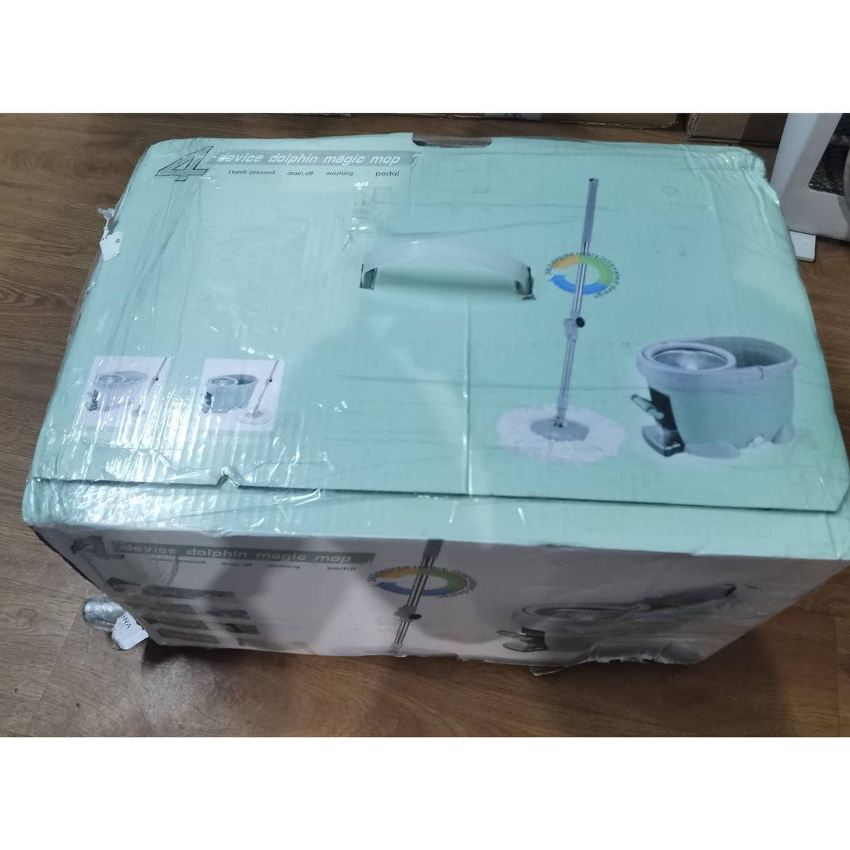 Set Galeata Si Mop Rotativ 360°, Cu Dubla Actiune Centrifuga, Pentru Uz Casnic, Maner Din Otel Inoxidabil Telescopic, 2 Capte Din Bumbac, Resigilat - vivimall.ro