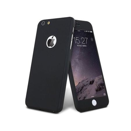 Set Husa si Folie de Protectie, Flippy, Compatibila cu Apple iPhone X, Full Cover 360°, Plastic + Sticla, Negru - vivimall.ro
