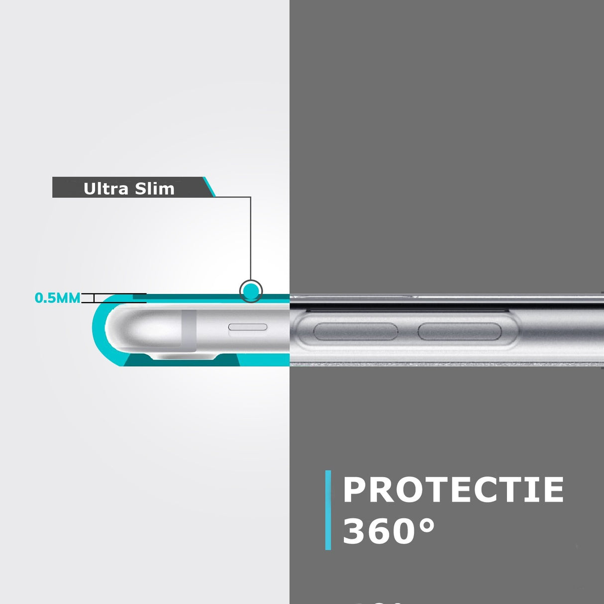 Set Husa si Folie de Protectie, Flippy, Compatibila cu Apple iPhone X, Full Cover 360°, Plastic + Sticla, Negru - vivimall.ro