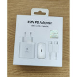 Adaptor Fast Charge 45W PD 3.0 alb, port USB Type-C, vedere laterală compactă