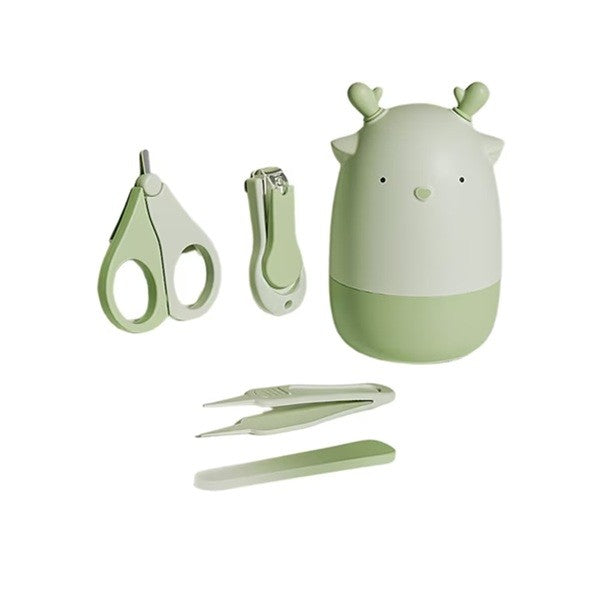 Set 4in1 de Ingrijire Unghii pentru Bebelusi, Vivimall, Cutie de Depozitare Tip Cerb, 0-6 Ani, 11 x 6 x 11 cm, Verde - vivimall.ro