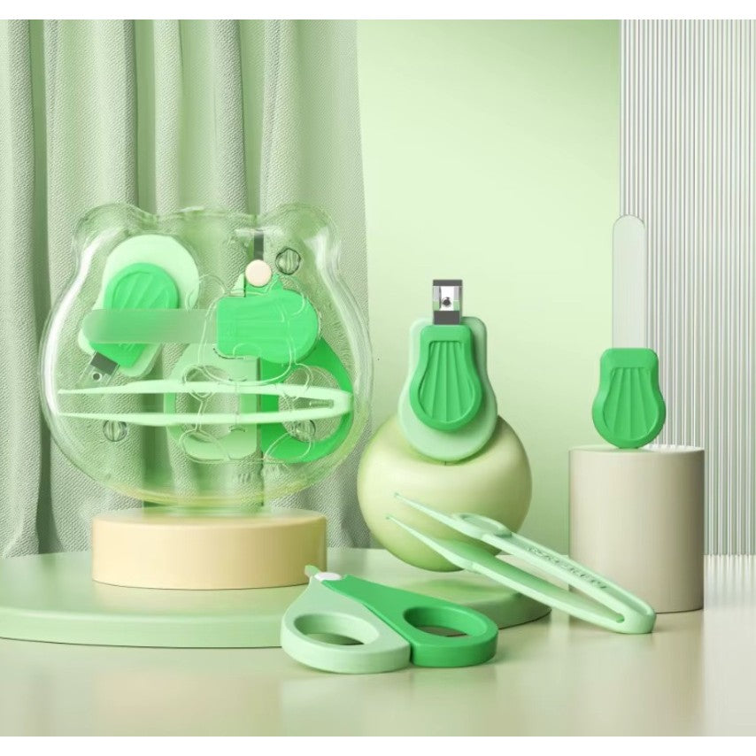 Set Ingrijire Unghii pentru Bebelusi, Vivimall, Cutie de Depozitare in Forma de Ursulet, 10 x 9.5 cm, Verde - vivimall.ro