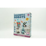 Set inteligent de blocuri magnetice pentru copii, 7 piese, cutie depozitare, robotel, albastru - vivimall.ro