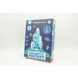 Set inteligent de blocuri magnetice pentru copii, 8 piese, cutie depozitare, racheta, albastru - vivimall.ro