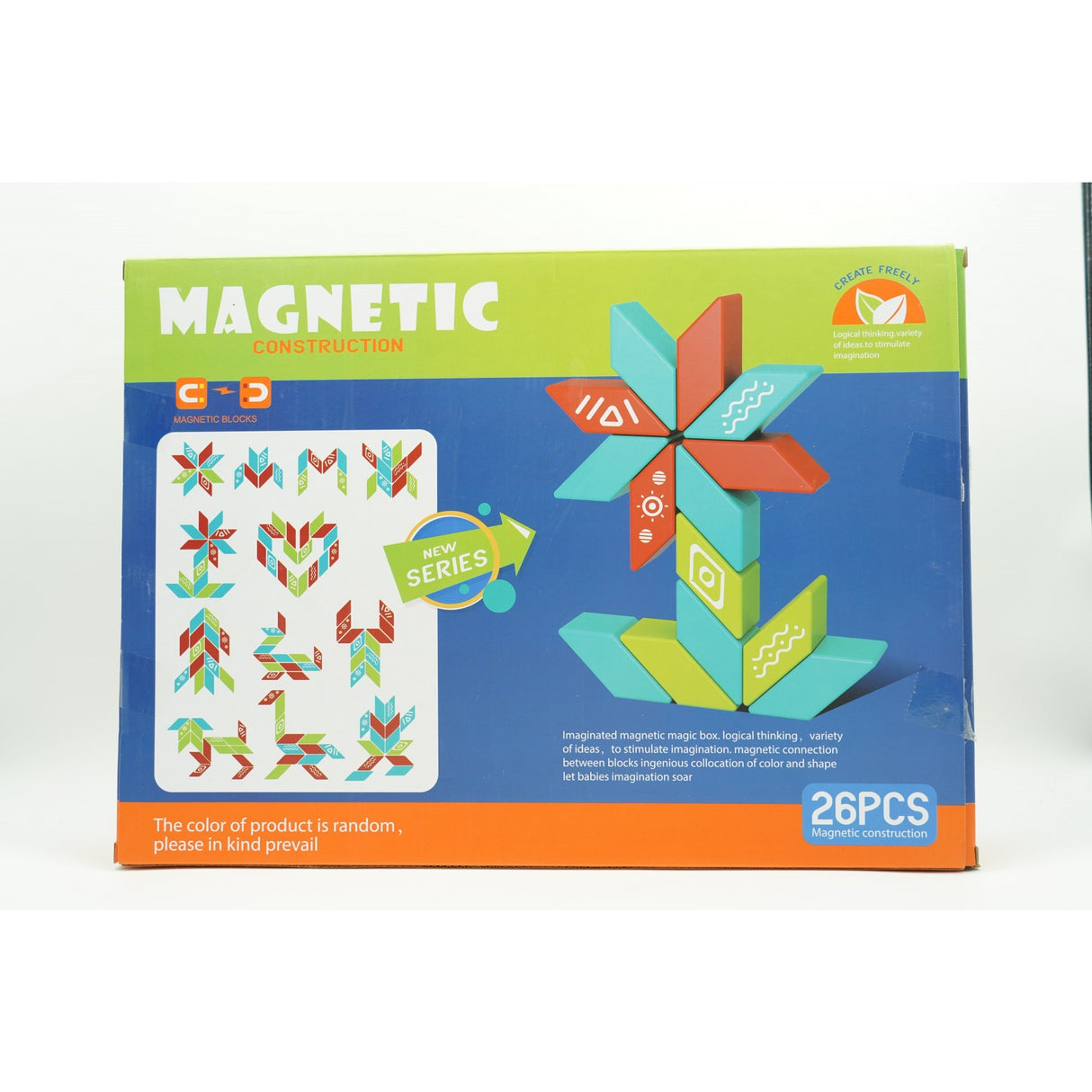 Set inteligent de constructie cu piese magnetice, 26 piese, +3 ani, multicolor - vivimall.ro