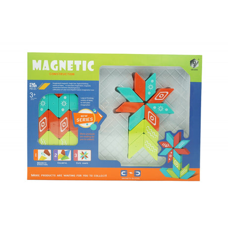 Set inteligent de constructie cu piese magnetice, 26 piese, +3 ani, multicolor - vivimall.ro