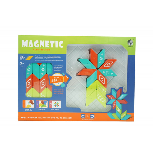 Set inteligent de constructie cu piese magnetice, 26 piese, +3 ani, multicolor - vivimall.ro