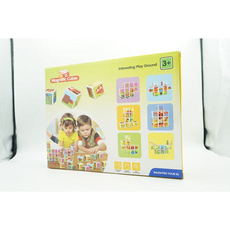 Set inteligent de cuburi magnetice pentru copii, 10 piese, cutie depozitare, puzzle parc de distractii, +3 ani, multicolor - vivimall.ro