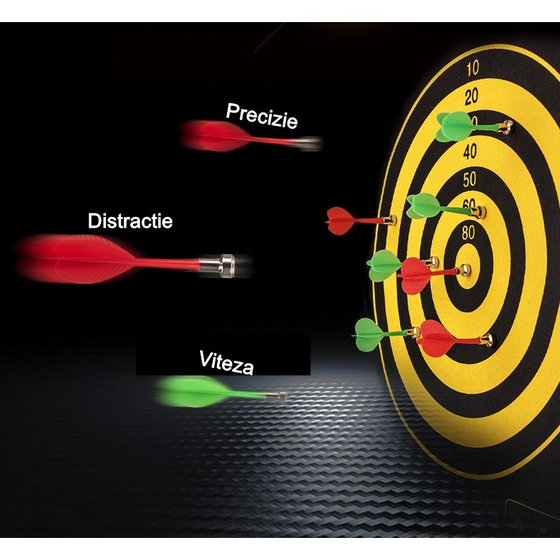 Set Joc Darts Vivimall, Doua Fete pentru Joc, 6 Sageti Incluse, Magnetic, Dimensiuni 37 x 40 cm, Design clasic, Multicolor - vivimall.ro