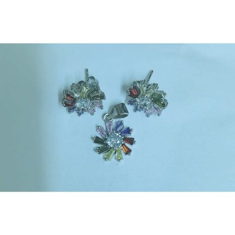 Set, Jolie Silver, Argint 925 Flori Multicolore cu Mijloc Alb Model 3 - vivimall.ro