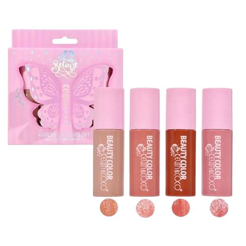 Set Luciu de Buze, Kevin&Coco, 4 Lip Gloss, Model Believe, Stralucire si Hidratare Intensa, 10x2.2x10.3 cm, 4x2.5 ml, Multicolor - vivimall.ro