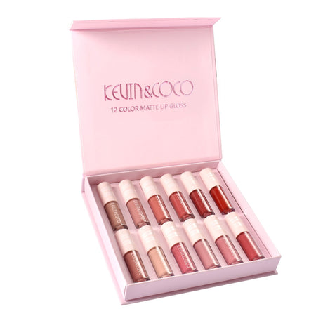 Set 12 rujuri mate, rezistente la transfer, Kevin&Coco, 1.85 ml, Cutie Roz - vivimall.ro
