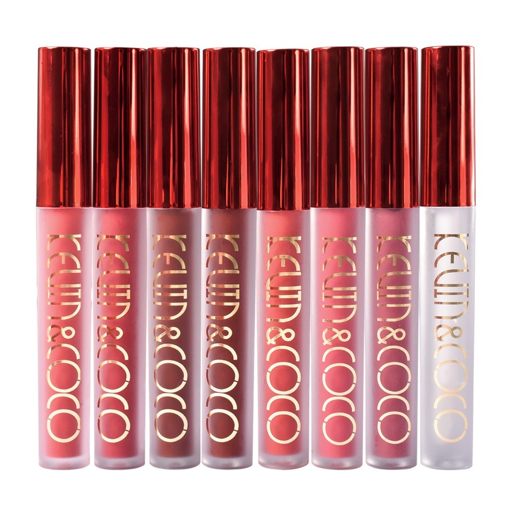 Комплект от 8 матови червила, устойчиви на пренасяне, Kevin&amp;Coco, 2.5 мл