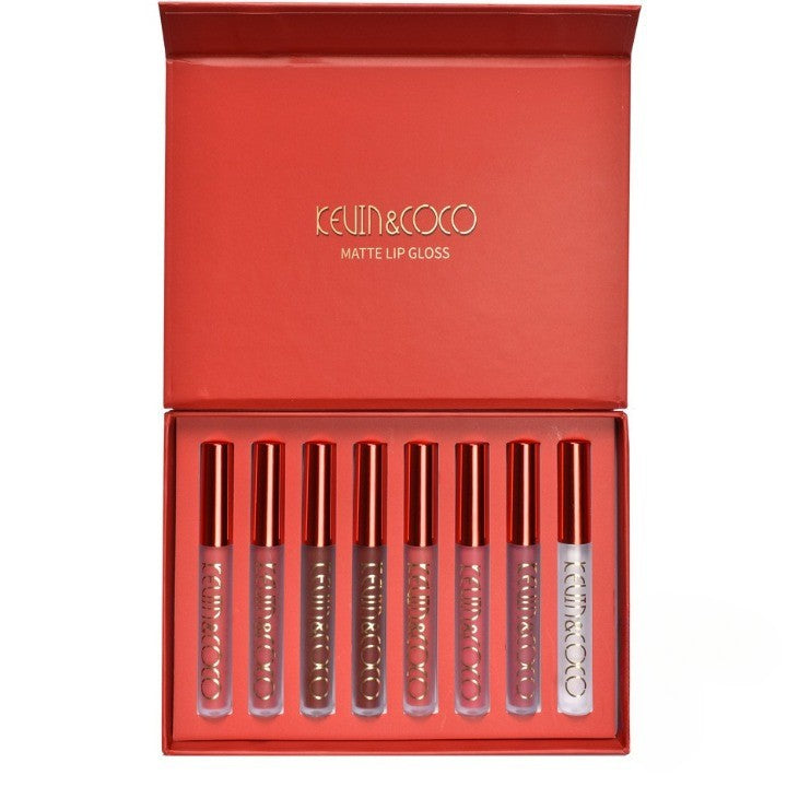 Комплект от 8 матови червила, устойчиви на пренасяне, Kevin&amp;Coco, 2.5 мл