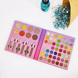 Комплект грим, палитра Kevin&amp;Coco с 57 сенки за очи, хайлайтър и коректор