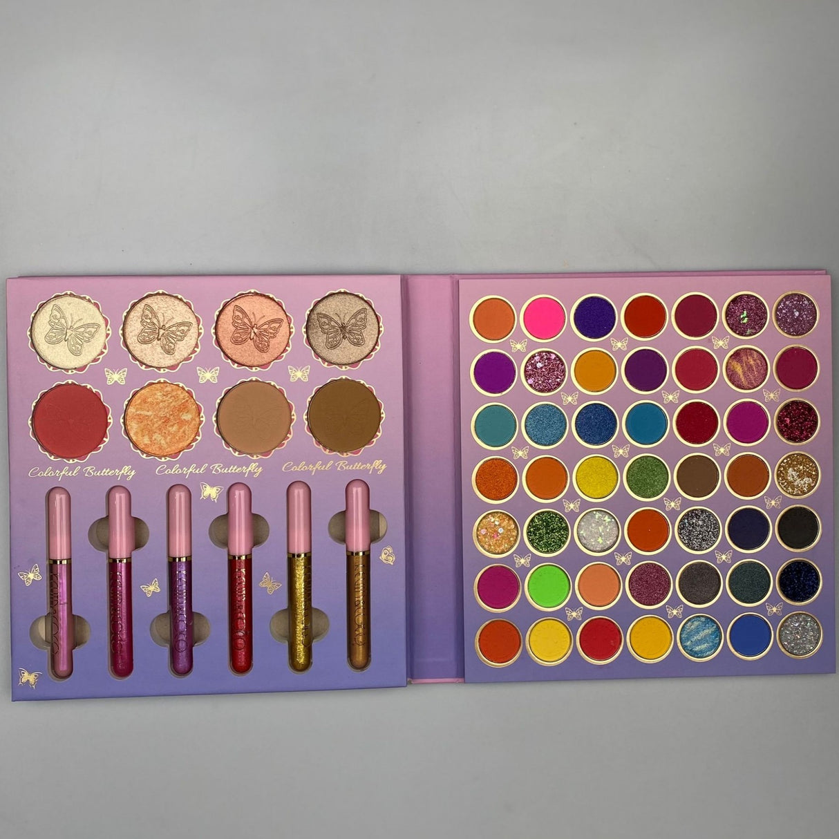 Комплект грим, палитра Kevin&amp;Coco с 53 сенки за очи, хайлайтър, коректор и червила