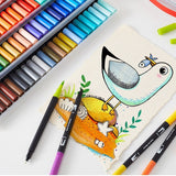 Set 100 Carioci, Vivimall, pe Baza de Apa, 2 Tipuri de Varf, 1-2 mm, 0.4 mm, Corp Carioca Negru, din Plastic, Multicolor - vivimall.ro