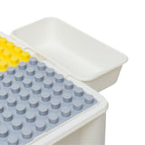Masuta Multifunctionala, Flippy, Educativa pentru Copii, Scaunel Bunny 2 unitati, Blat Reversibil, Compatibila cu Piese mari tip LEGO Duplo, 4 cutii depozitare, 156 piese, 3+Ani, Multicolor - vivimall.ro