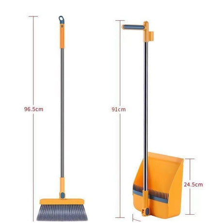 Set Matura si Faras cu Coada Detasabila, Vivimall, cu Dinti de Pieptene pentru Curatare Matura, rotativ, pliabil, Otel inoxidabil si Polipropilena, portocaliu - vivimall.ro