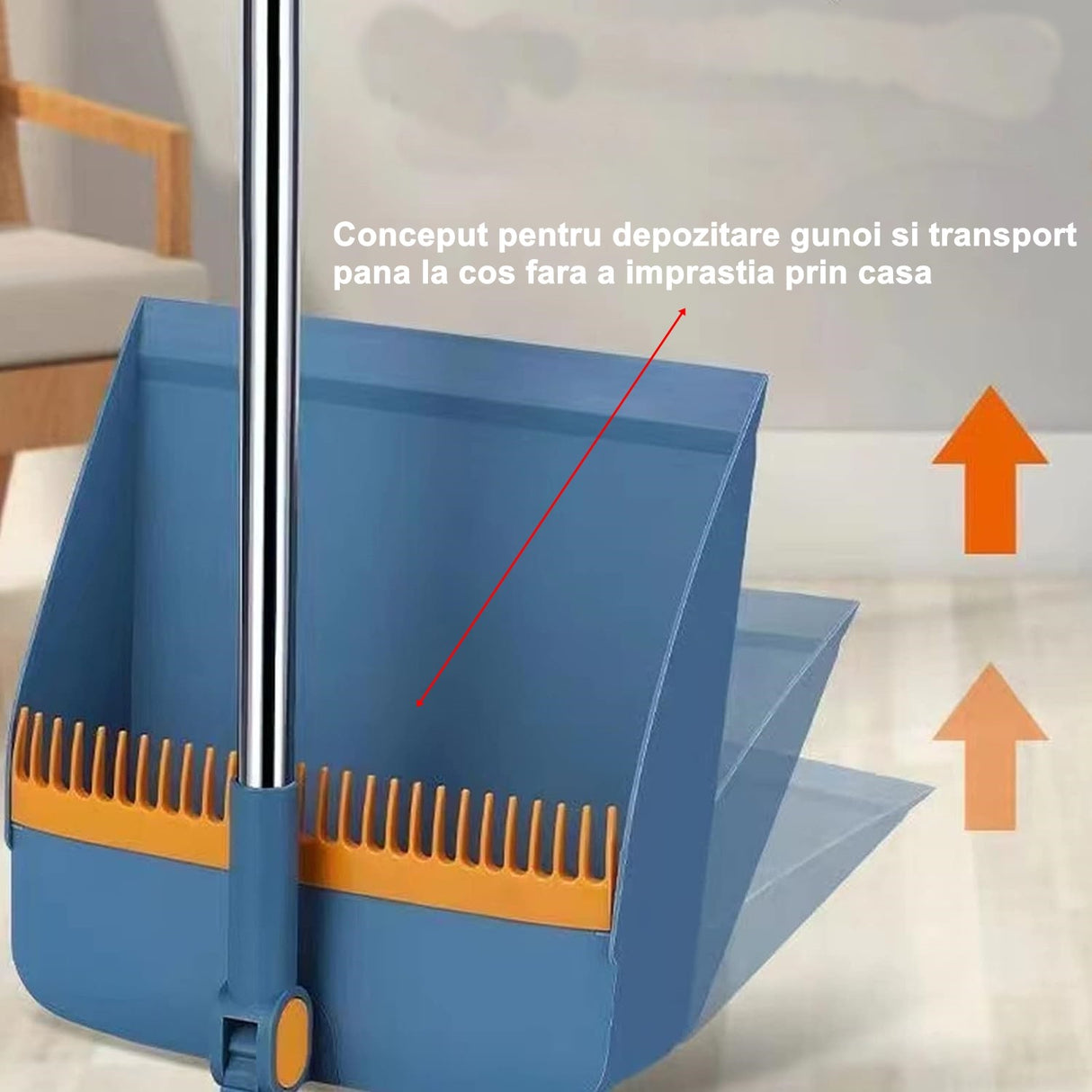 Set Matura si Faras cu Coada Vivimall, cu Dinti de Pieptene pentru Curatare Matura, rotativ, pliabil, detasabil, Otel inoxidabil si Polipropilena, albastru - vivimall.ro