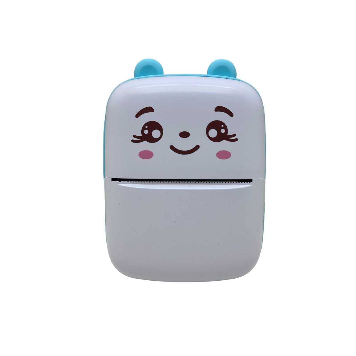 Set Mini Imprimanta Foto Portabila, Vivimall, Include: 1x Set de Markere, 5x Role de Hartie Termica, 5x Role Hartie Adeziva, Incarcare USB, Bluetooth, Print Alb-Negru, Model Ursulet, Alb/Albastru - vivimall.ro