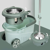 Set mop rotativ cu galeata Vivimall, material plastic si microfibra, o rezerva inclusa, rezistent, cu dop scurgere, vas detasabil, orificiu pentru solutie, pentru interior, capacitate 8 l, verde - vivimall.ro