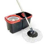 Set Mop Rotativ Cu Galeata Material Plastic Si Microfibra, Rezistent, Cu Dop Scurgere, Vas Detasabil, Pentru Interior, Capacitate 8 L, /Rosu, Resigilat - vivimall.ro