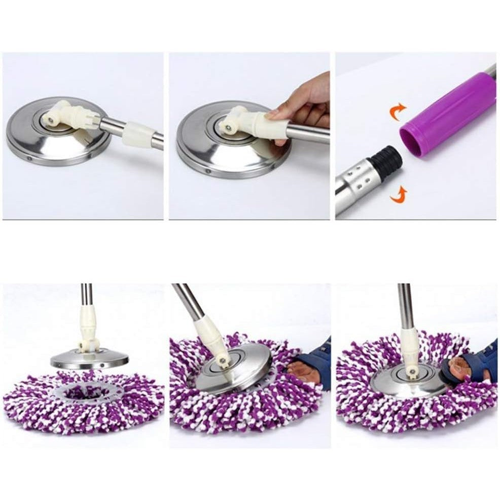 Set Mop Rotativ Cu Galeata Material Plastic Si Microfibra, Rezistent, Cu Dop Scurgere, Vas Detasabil, Pentru Interior, Capacitate 8 L, /Rosu, Resigilat - vivimall.ro