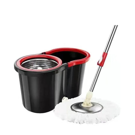 Set Mop Rotativ Cu Galeata Material Plastic Si Microfibra, Rezistent, Cu Dop Scurgere, Vas Detasabil, Pentru Interior, Capacitate 8 L, /Rosu, Resigilat - vivimall.ro