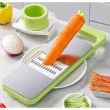 Set Multifunctional din 7 Piese, Vivimall, pentru Taierea si Maruntirea Legumelor, Uz Casnic,din Otel Inoxidabil, Gri-Verde - vivimall.ro