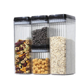 Set 4 Recipiente din Plastic, Vivimall, pentru Alimente/Obiecte, Inchidere Ermetica, Textura Ondulata, 2 x 1.5l, 2 x 3.3 l, Transparent - vivimall.ro