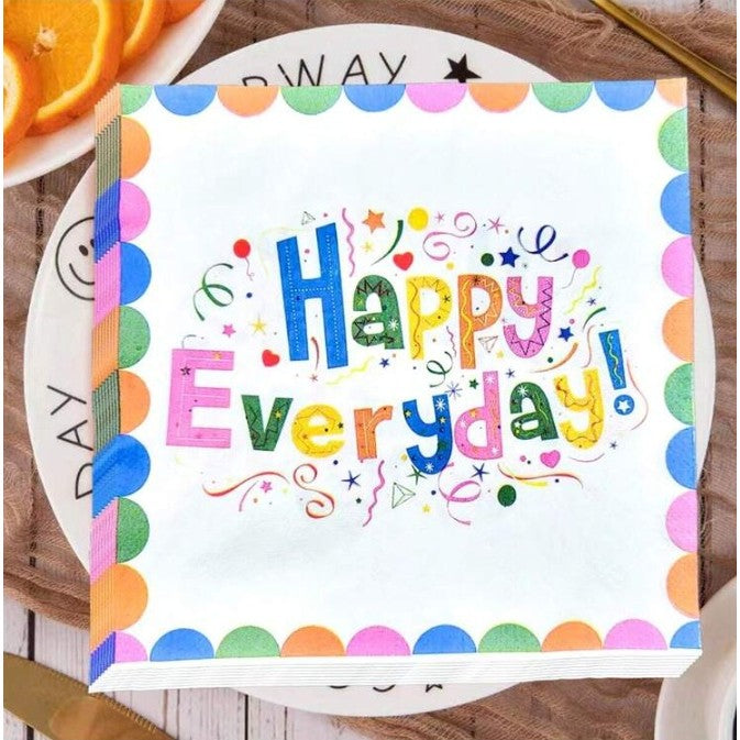 Set 20 Servetele de Masa, Vivimall, din Hartie, 33 x 33 cm, Model Happy Everyday, Multicolor - vivimall.ro
