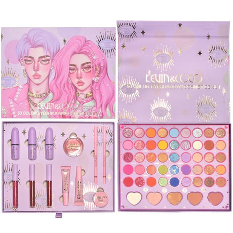 Set 13 Produse de Machiaj, KEVIN & COCO, Moonlight, 50 culori, 29 x 23 cm - vivimall.ro