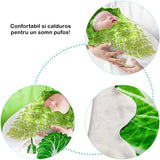 Set Patura Flanel Si Caciula Forma Frunza De Salata, Pentru Nou-Nascuti, Material Poliester, 85 Cm - vivimall.ro