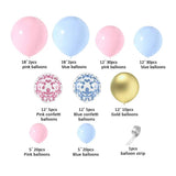 Baloane decorative pentru GENDER PARTY, Vivimall, Arcada Set 130  baloane, Arcul de Baloane Roz si Albastru, Baloane Confetti Aurii, Multicolor - vivimall.ro