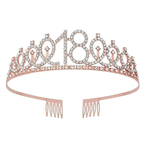 Set 2 Piese pentru Majorat, Vivimall, 15 x 13 x 5 cm, Coronita Printesa Rose si Panglica 18&amp;Fabulous, Alb - vivimall.ro