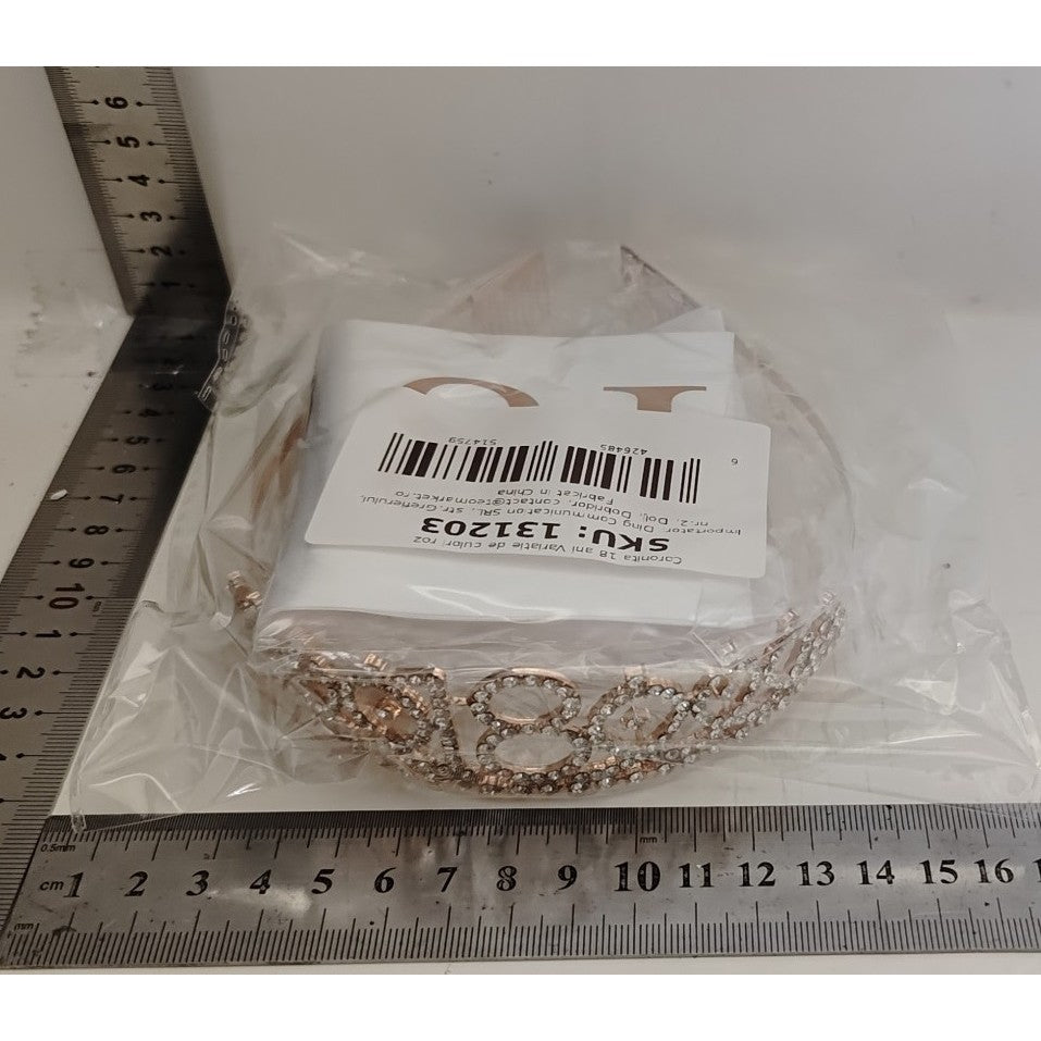 Set 2 Piese pentru Majorat, Vivimall, 15 x 13 x 5 cm, Coronita Printesa Rose si Panglica 18&amp;Fabulous, Alb - vivimall.ro