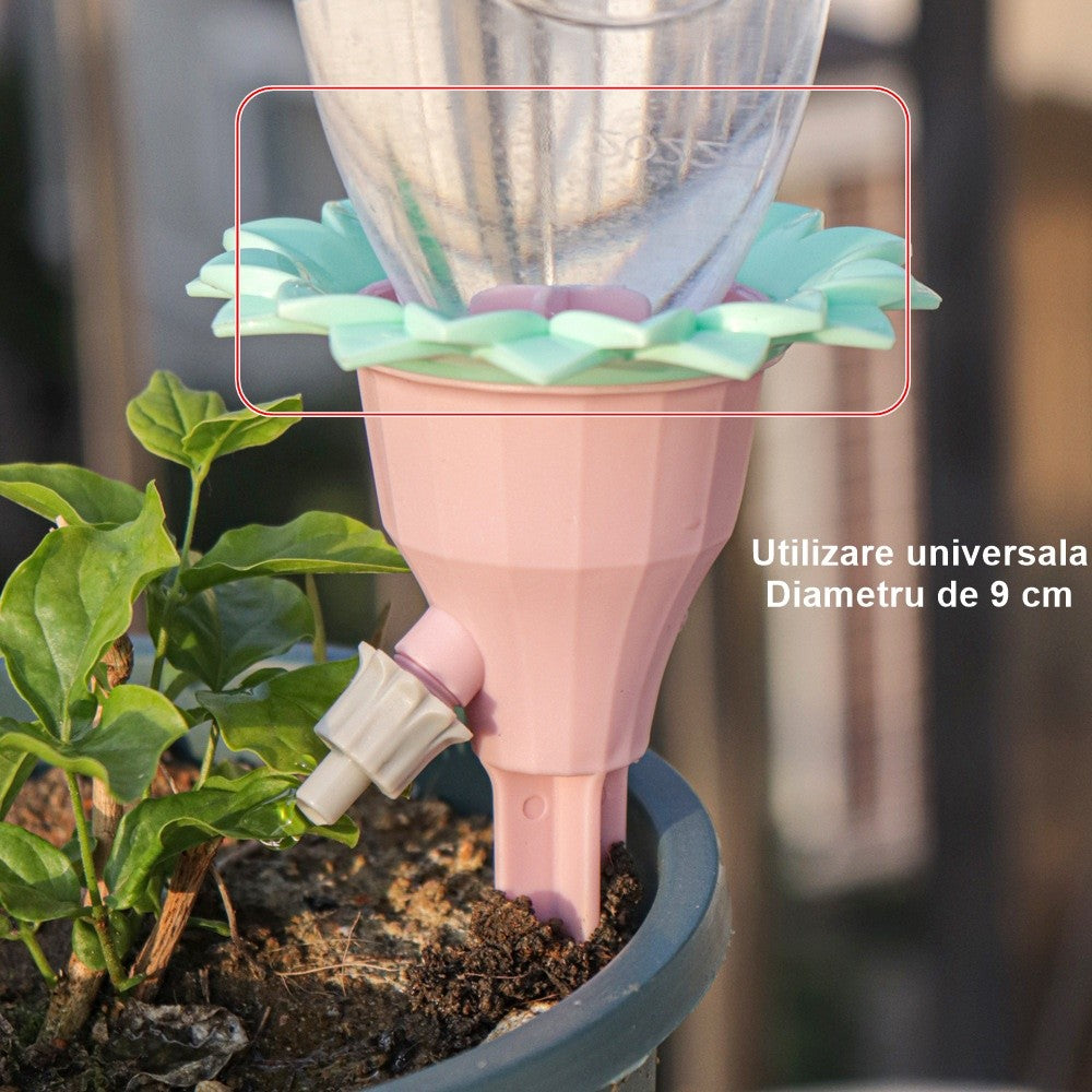 Комплект капкообразуватели, с клапан, за напояване, цветен дизайн, регулируема скорост, закрепване с щракване, практичен, 16,8 x 9 см, розов