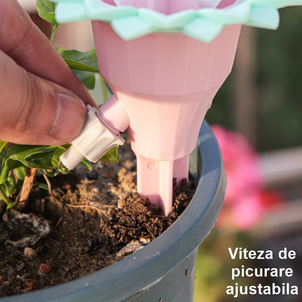 Set Picurătoare, Cu Valvă, Pentru Irigare, Design Floare, Viteză Reglabilă, Fixare Prin Înfigere, Practic, 16,8 x 9 cm, Roz - vivimall.ro