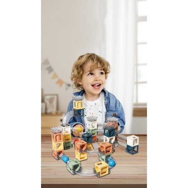 Set piese magnetice de constructie, Vivimall, Cu tobogane si bile, 23 piese, Multicolor - vivimall.ro