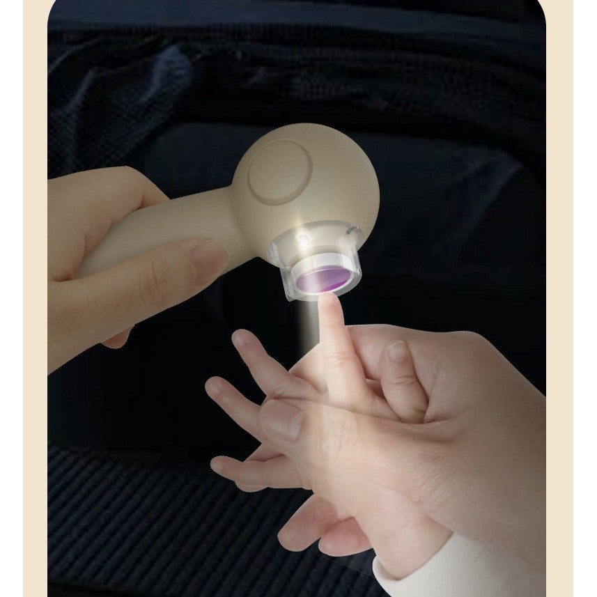 Set Pila Electrica, Vivimall, pentru Copii si Bebelusi, din ABS, 6 Accesorii, Incarcare USB, cu Lumina Led, 11.5 x 5.5 cm, Alb - vivimall.ro