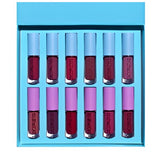 Set Rujuri de Buze, KEVIN & COCO, 12 Culori, 17x14.8x2.9 cm, Diferite Nuante, LipGloss, Albastru - vivimall.ro