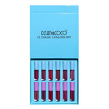 Set Rujuri de Buze, KEVIN & COCO, 12 Culori, 17x14.8x2.9 cm, Diferite Nuante, LipGloss, Albastru - vivimall.ro